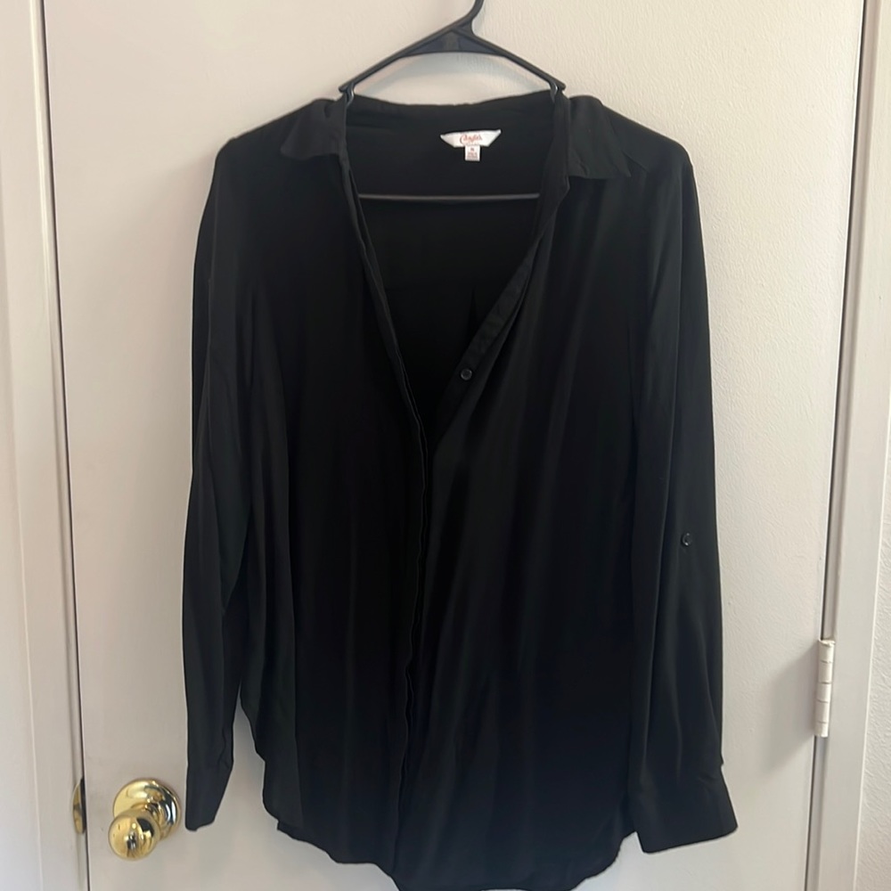 Candies Black Button Up Blouse Size Medium